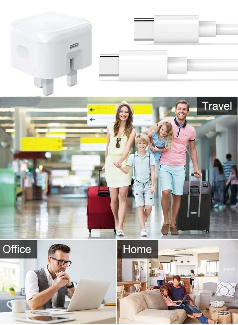 شاحن ايفون سريع 40 وات | محول شاحن جداري USB C سريع مع كابل USB C بطول 1 متر إلى USB C متوافق مع iPhone 14/14 Pro/14 Pro Max/13/12/SE2020/11/XR/XS Max/X/iPad - Image 5